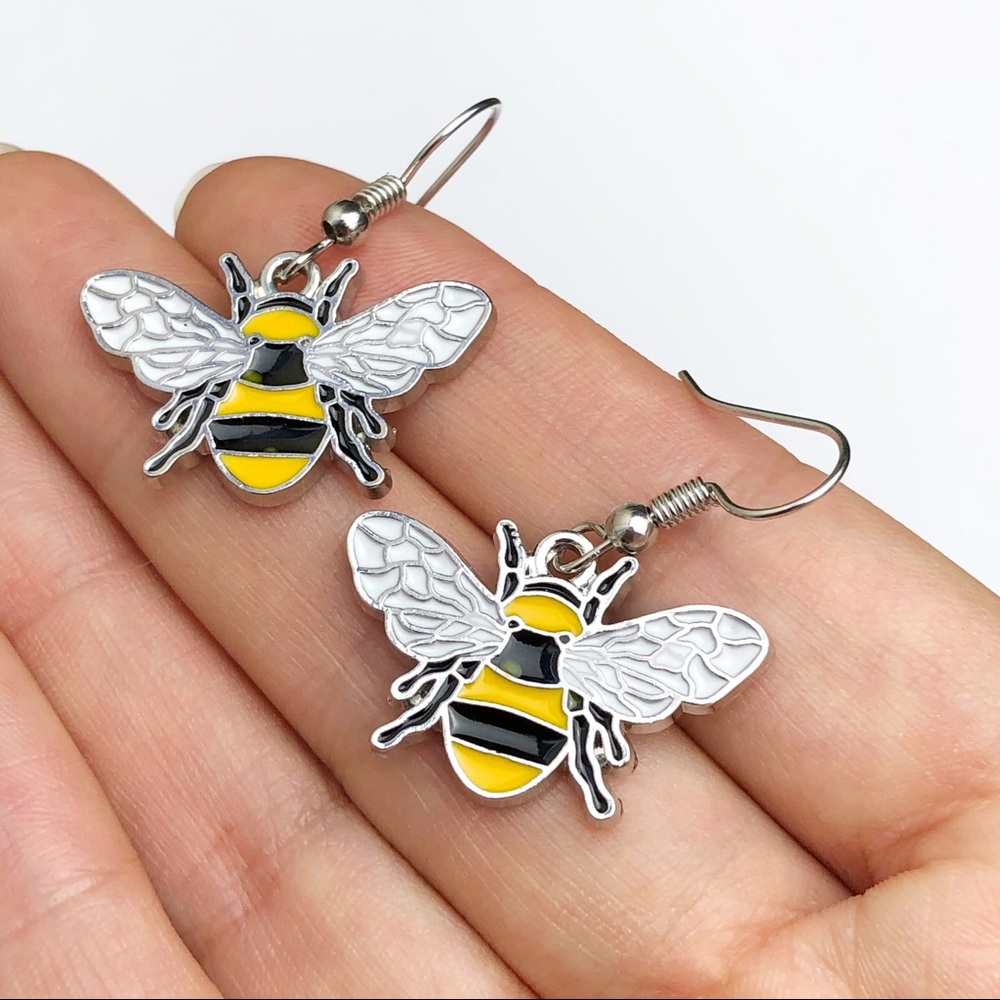 Silver Bee Earrings